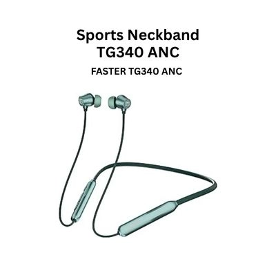 FASTER TG340 ANC Sports Neckband Wireless V5.4 (Grey/Green, IPX4)